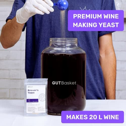 Gutbasket Wine Making Kit - Makes 20L Wine, Fermentation Jar 4 L, Wine Yeast, Airlock And No Rinse Sanitiser- Complete Diy Home Brewing Kit