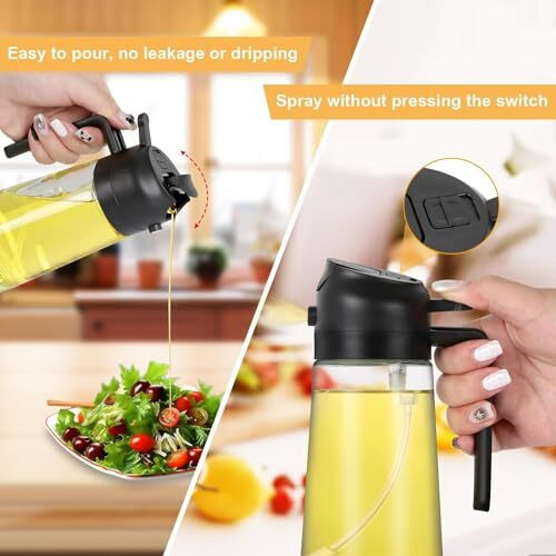 Slyford 500Ml 2 In 1 Olive Oil Sprayer And Oil Dispenser Bottle For Kitchen, Glass Oil Bottle With Premium Nozzle, Oil Sprayer For Air Fryer, Salad,Bbq,Roasting (Multi Color) (Pack Of 1)