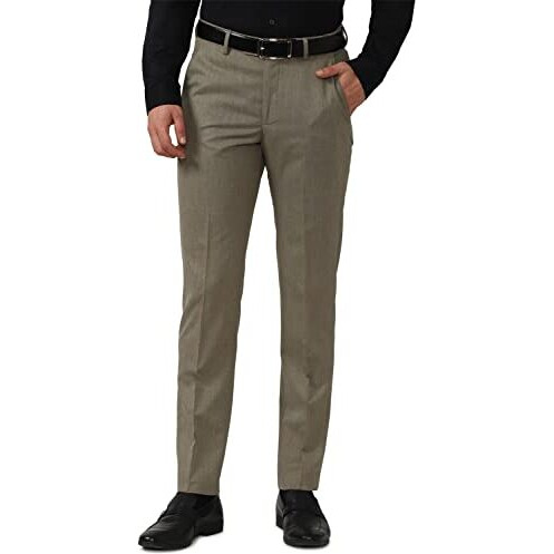 Peter England Men's Regular Mid Rise Pants (Petfoslbt84529_Beige_36)
