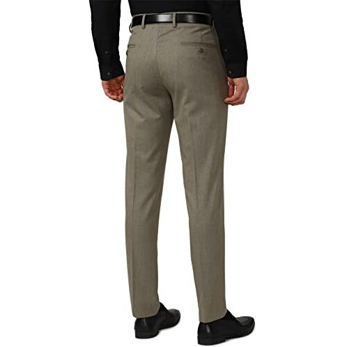 Peter England Men's Regular Mid Rise Pants (Petfoslbt84529_Beige_36)