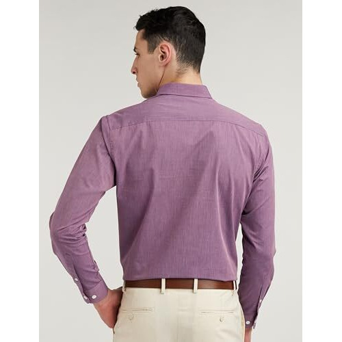 Peter England Men's Solid Regular Fit Shirt (Pesfonub411436_Purple 40)