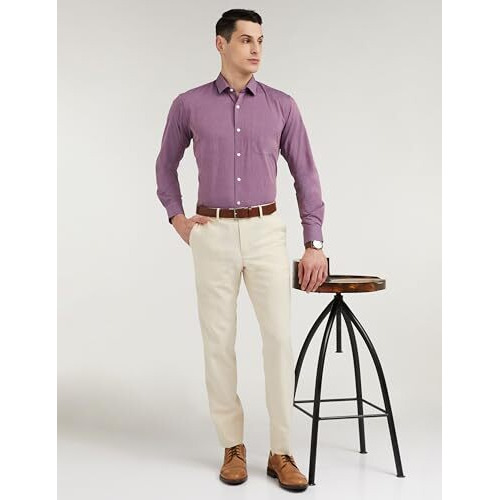 Peter England Men's Solid Regular Fit Shirt (Pesfonub411436_Purple 40)