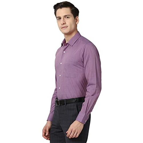 Peter England Men's Solid Slim Fit Shirt (Pesfoslbe82680_Purple 42)