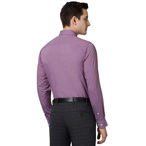 Peter England Men's Solid Slim Fit Shirt (Pesfoslbe82680_Purple 42)