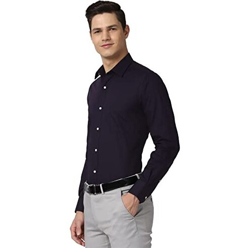 Peter England Men's Solid Slim Fit Shirt (Pesfoslbu68472_Purple 40)