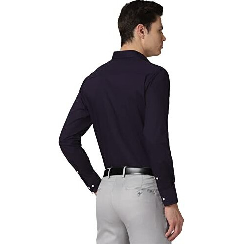Peter England Men's Solid Slim Fit Shirt (Pesfoslbu68472_Purple 40)