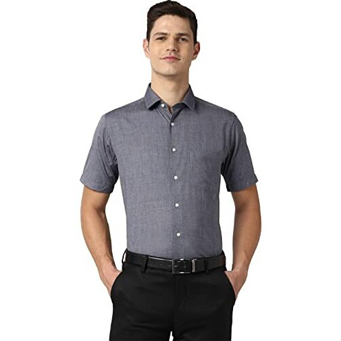 Peter England Men's Solid Regular Fit Shirt (Peshonub768946_Grey 42)
