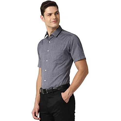 Peter England Men's Solid Regular Fit Shirt (Peshonub768946_Grey 42)