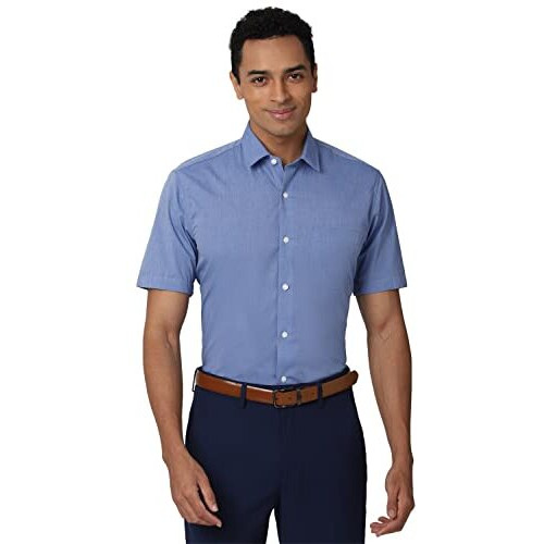 Peter England Men's Solid Regular Fit Shirt (Peshonuby43738_Blue 40)