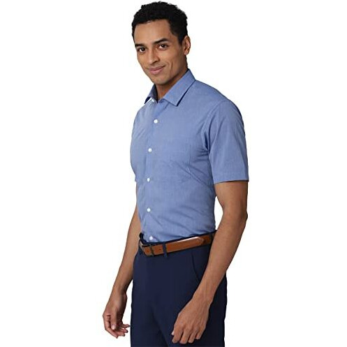 Peter England Men's Solid Regular Fit Shirt (Peshonuby43738_Blue 40)