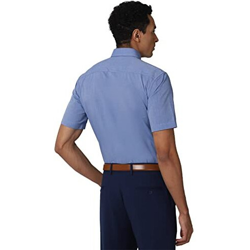 Peter England Men's Solid Regular Fit Shirt (Peshonuby43738_Blue 40)