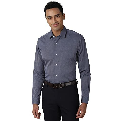 Peter England Men's Solid Regular Shirt (Pesfonubx00807_Mediumgrey 46)