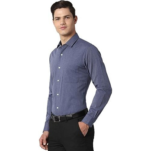 Peter England Men's Printed Slim Fit Shirt (Pesfoslb791408_Blue 42)