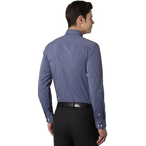 Peter England Men's Printed Slim Fit Shirt (Pesfoslb791408_Blue 42)