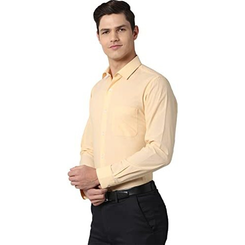 Peter England Men's Regular Shirt (Pesfoslb820676_Beige 39)