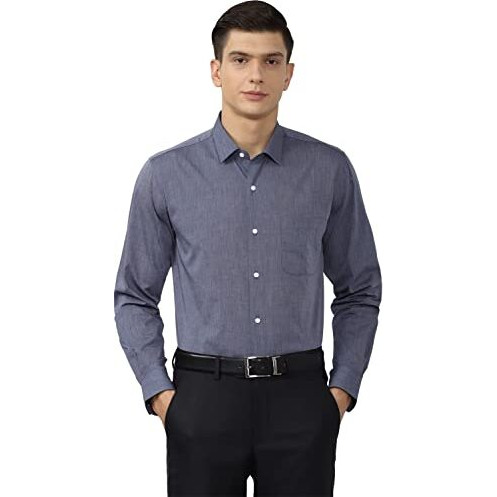 Peter England Men's Solid Regular Shirt (Pesfoslbg00575_Mediumgrey 39)