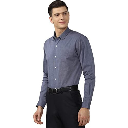 Peter England Men's Solid Regular Shirt (Pesfoslbg00575_Mediumgrey 39)