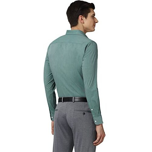 Peter England Men's Solid Regular Shirt (Pesfoslbp19576_Green 38)