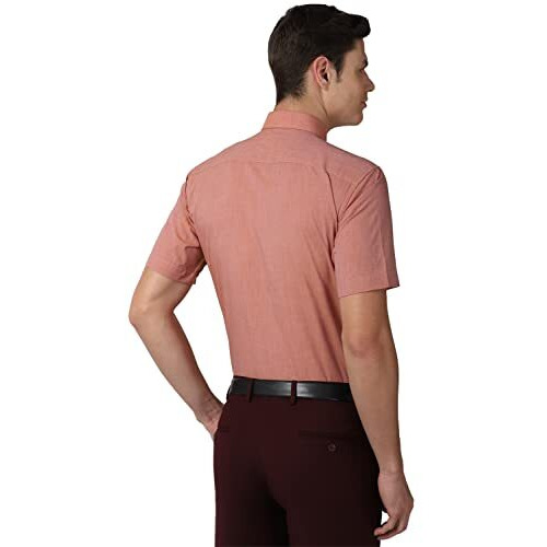 Peter England Men's Solid Regular Fit Shirt (Peshonubk45456_Orange 42)
