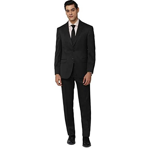 Peter England Men's Polyester Blend Regular Business Suit Pants Set (Pesuotlbt94160_Grey_42)