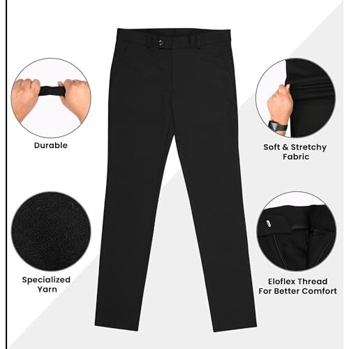 Peter England Men's Formal Stretchable Knit Super Slim Fit Mid Rise Trouser | Comfort Lycra | 360-Degree Stretch Black