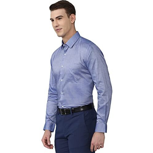 Peter England Men's Textured Regular Fit Shirt (Pesfmnubb90200_Blue 42)