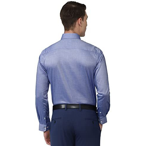 Peter England Men's Textured Regular Fit Shirt (Pesfmnubb90200_Blue 42)