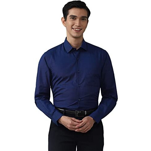 Peter England Men's Solid Regular Fit Shirt (Pesfmnubb98928_Navy 40)