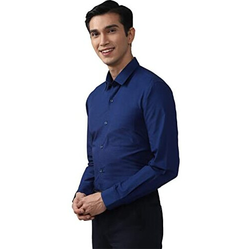 Peter England Men's Solid Regular Fit Shirt (Pesfmnubb98928_Navy 40)