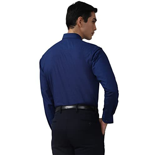 Peter England Men's Solid Regular Fit Shirt (Pesfmnubb98928_Navy 40)