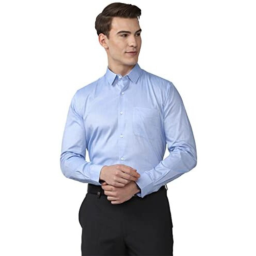 Peter England Men's Cotton Solid Slim Fit Shirt (Pesfmnubg81861_Light Blue 40)