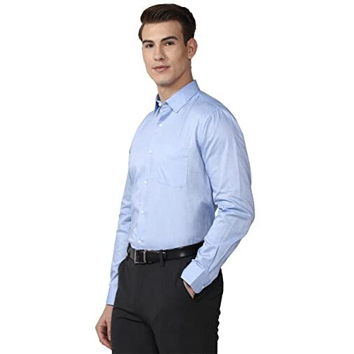 Peter England Men's Cotton Solid Slim Fit Shirt (Pesfmnubg81861_Light Blue 40)