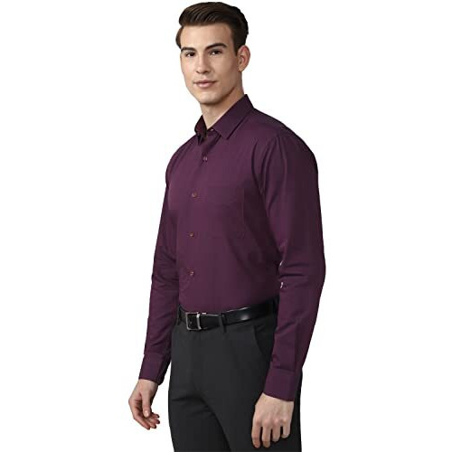 Peter England Men's Solid Regular Fit Shirt (Pesfmnubt16980_Purple 44)