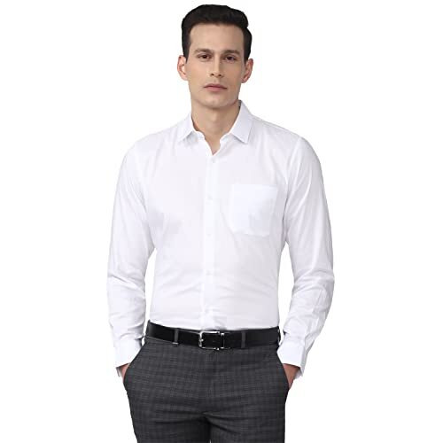 Peter England Men's Cotton Solid Slim Fit Shirt (Pesfmslbb71773_White 39)