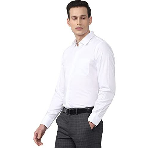 Peter England Men's Cotton Solid Slim Fit Shirt (Pesfmslbb71773_White 39)