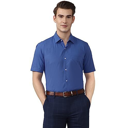 Peter England Men's Cotton Regular Fit Shirt (Peshmnub303792_Medium Blue