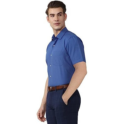 Peter England Men's Cotton Regular Fit Shirt (Peshmnub303792_Medium Blue