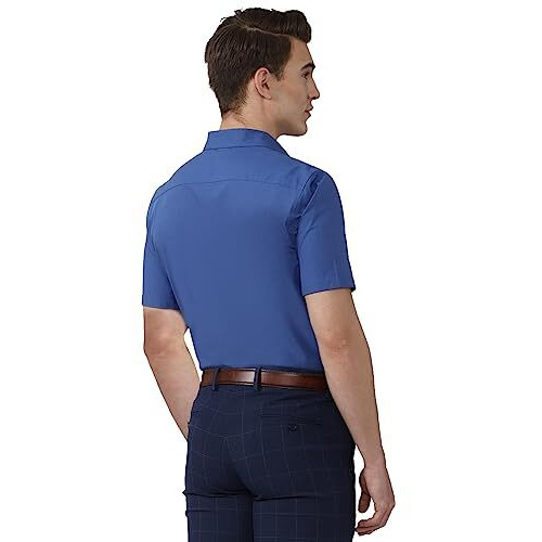 Peter England Men's Cotton Regular Fit Shirt (Peshmnub303792_Medium Blue