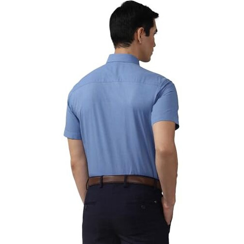 Peter England Men's Solid Slim Fit Shirt (Peshmslb033450_Medium Blue 42)