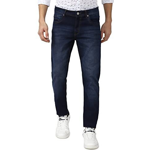 Peter England Men's Slim Tapered Mid Rise Jeans (Pjdnpstbf50437_Medium Grey_34)