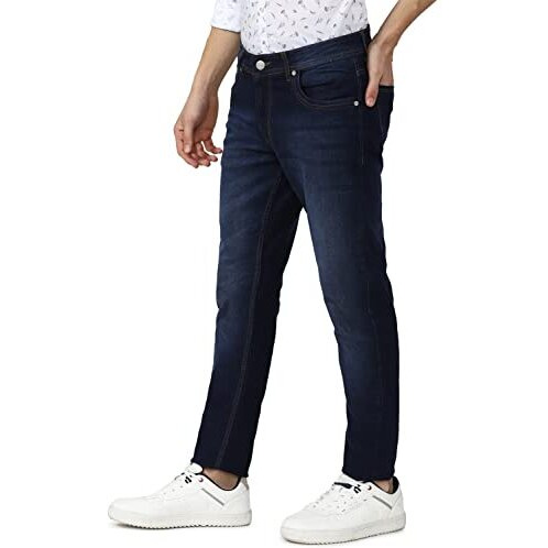 Peter England Men's Slim Tapered Mid Rise Jeans (Pjdnpstbf50437_Medium Grey_34)