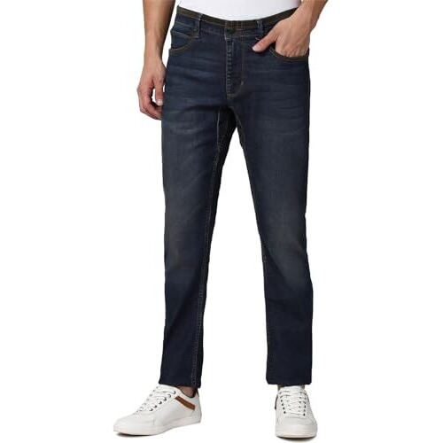 Peter England Men's Slim Jeans (Pjdnjstf498828_Navy, Mid Rise, 32