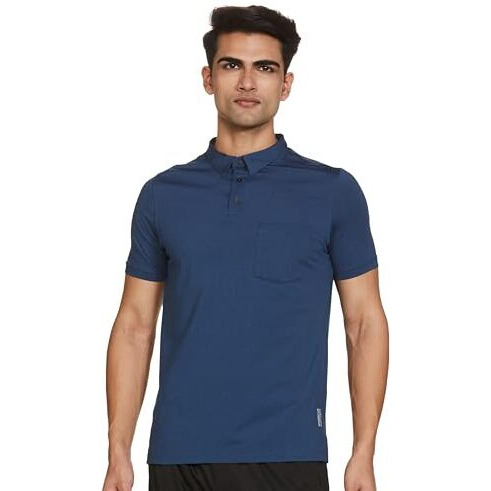 Turtle Men Poly Spandex Melange Slim Fit Solid Polo Tshirt