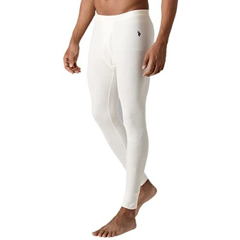 U.S. Polo Assn. Men Mid Rise Snug Fit I753 Solid Thermal Pants - Pack Of 1 (Ecru Xl)
