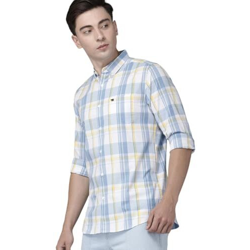 The Bear House Men's's Checked Slim Fit Casual Shirt | Blue | Tbh-Sfera-Bl