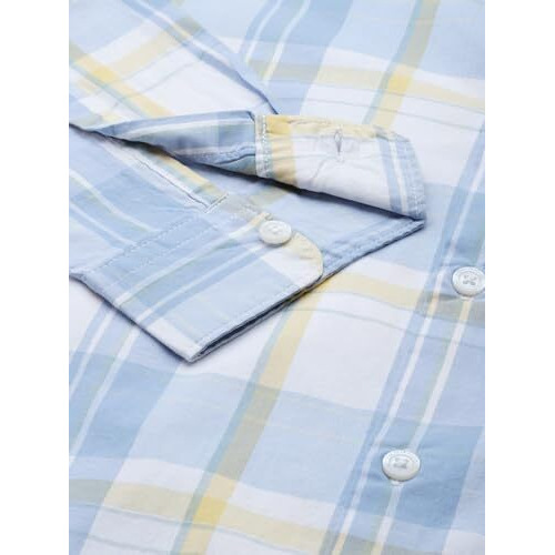 The Bear House Men's's Checked Slim Fit Casual Shirt | Blue | Tbh-Sfera-Bl