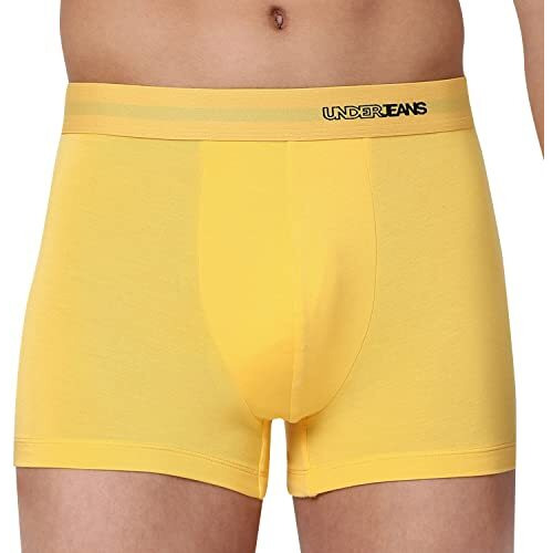 Underjeans By Spykar 90% Micromodal & 10% Spandex Yellow Trunk (Pack Of 1) Regular Fit (Ujnpts044 L)