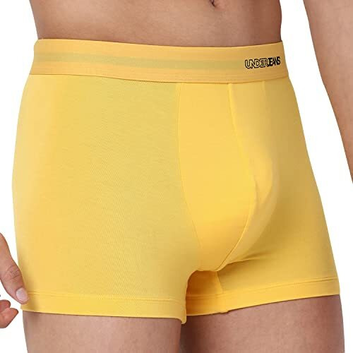 Underjeans By Spykar 90% Micromodal & 10% Spandex Yellow Trunk (Pack Of 1) Regular Fit (Ujnpts044 L)