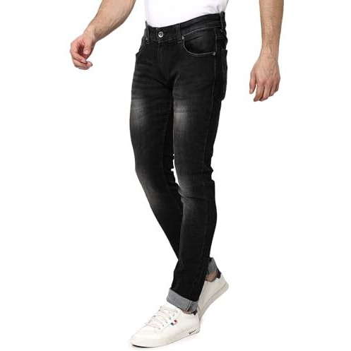 Spykar Men's Skinny Fit Low Rise Jeans Carbon Black