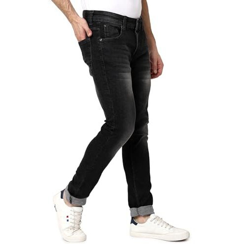 Spykar Men's Skinny Fit Low Rise Jeans Carbon Black